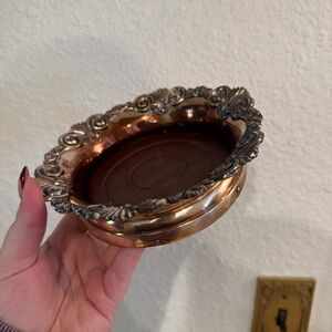 Vintage Silverplate and Wood Bottle Coaster